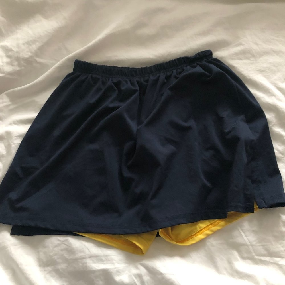 Navy and Yellow Tennis Skirt with Built In Shorts